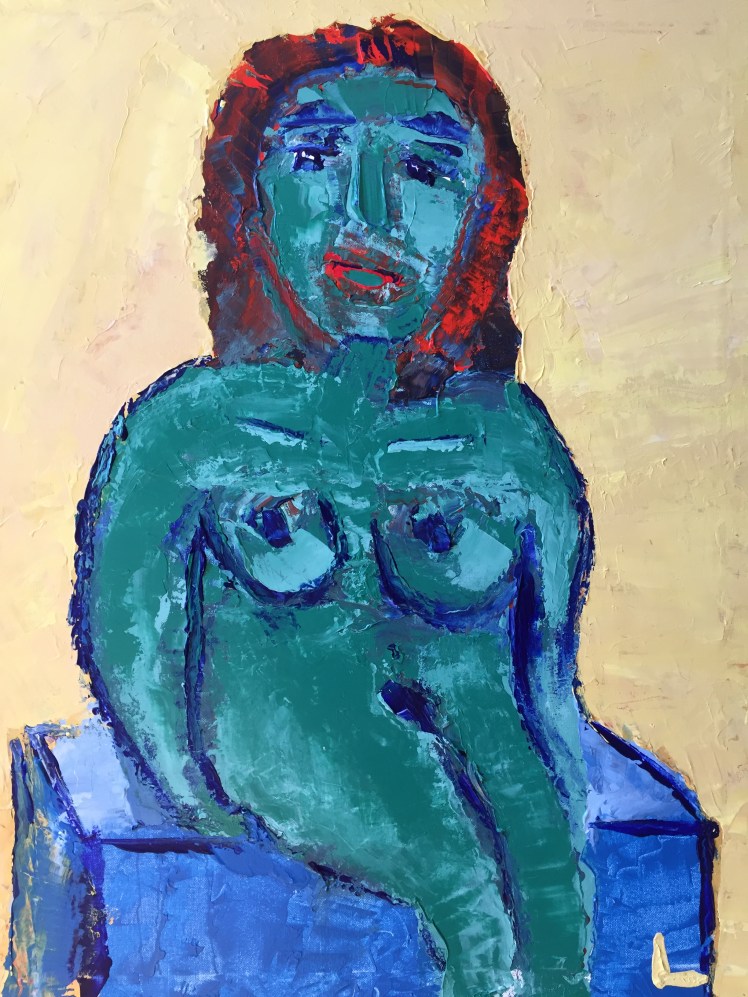 Green Nude on Pedestal